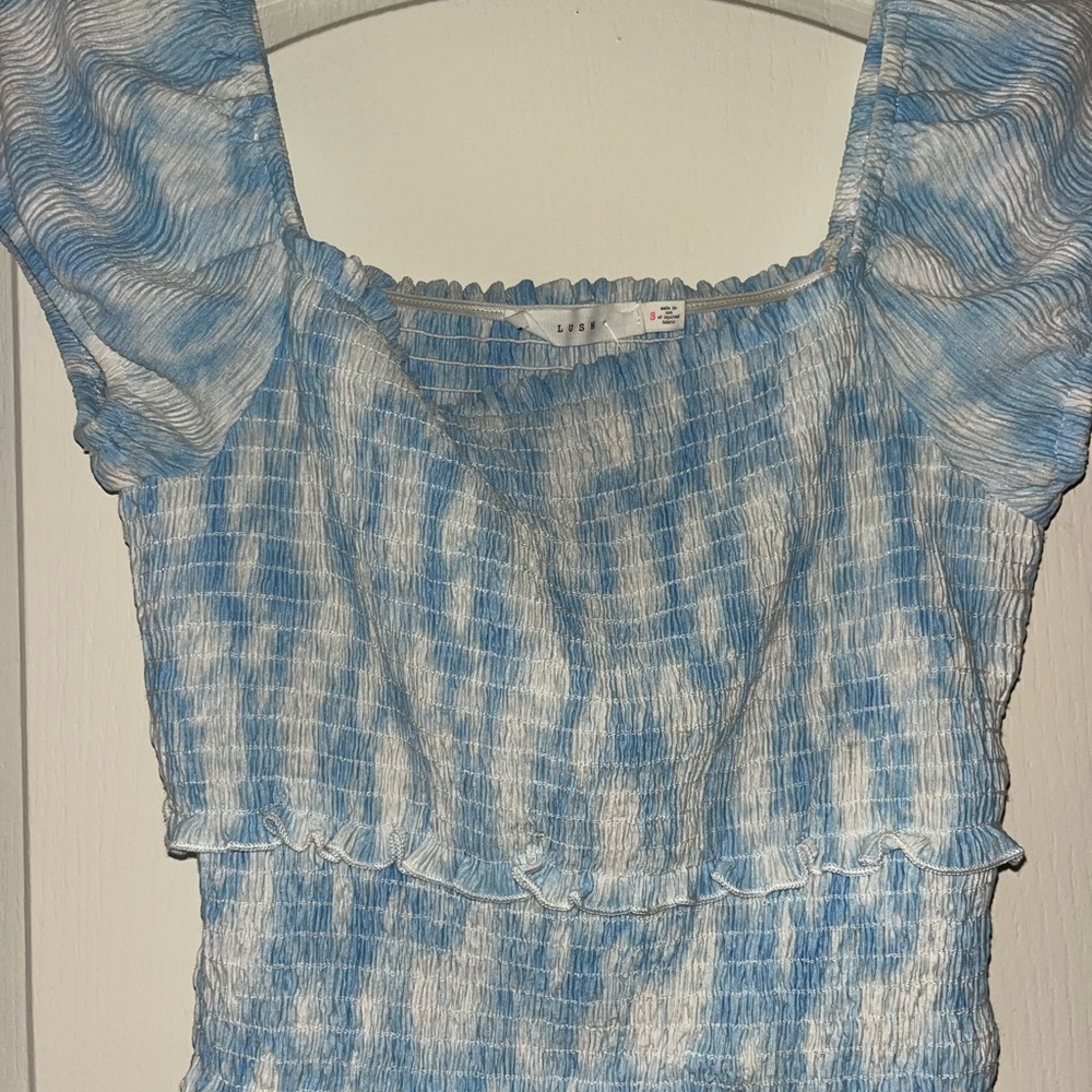 Lush Light Blue Sheer Blouse